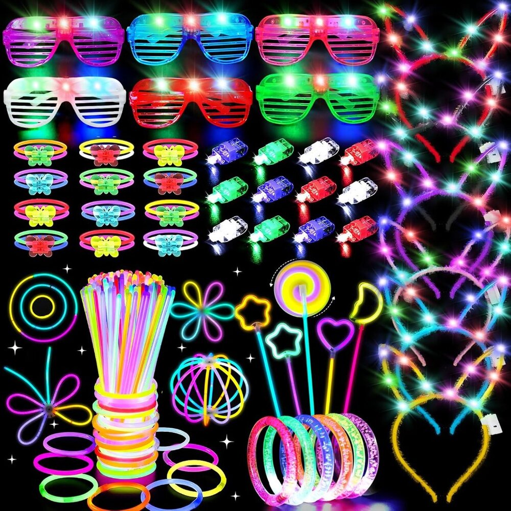 156PCS Glow in the Dark Party Supplies for Kids & Adults - Ultimate Glow Pack